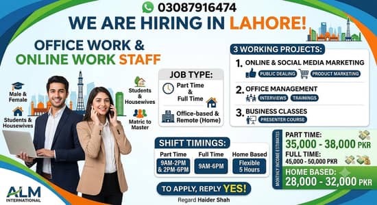 we are hiring male and female staff