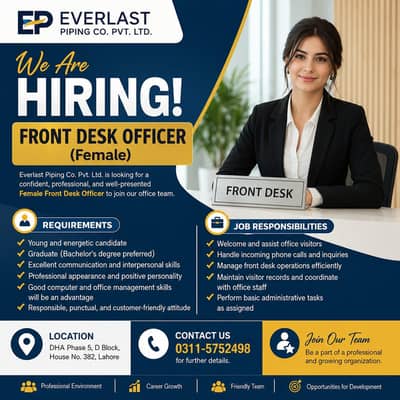 Female Front Desk Officer Required | Jobs | Lahore
