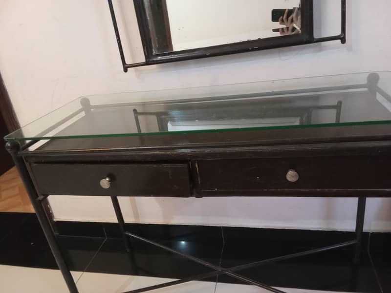 Dressing table with mirror (rot/iron frame) 2