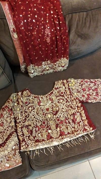 one time used totally hand made bridal lehnga