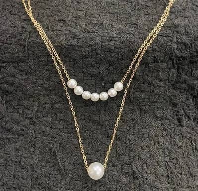 2 layered gold plated pear necklace for women