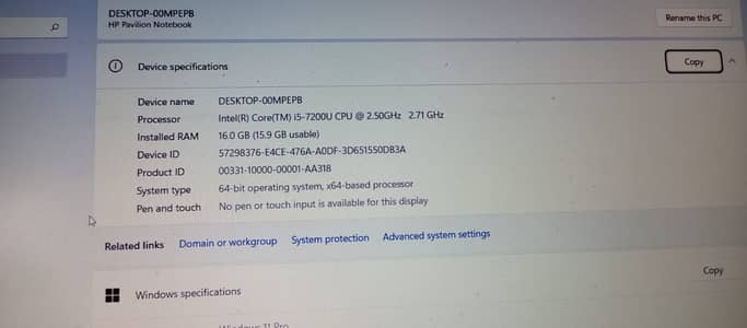 HP pavilion core i5 7th generation