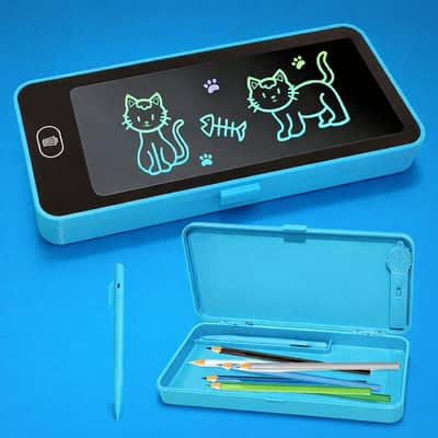 Pencil Box with LCD Writing Tablet | Kids Stationery Box with Writing
