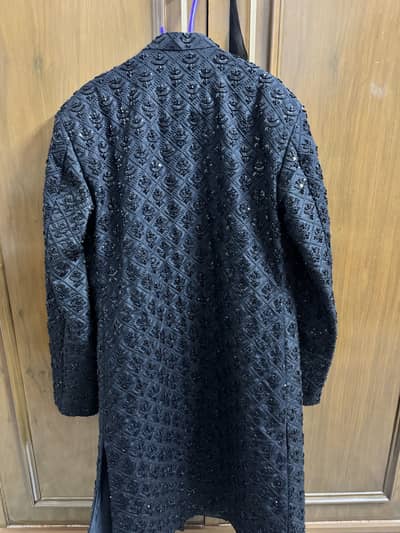 Black Wedding Sherwani Complete Set – Size 44 Chest – Worn Only 4 HRs