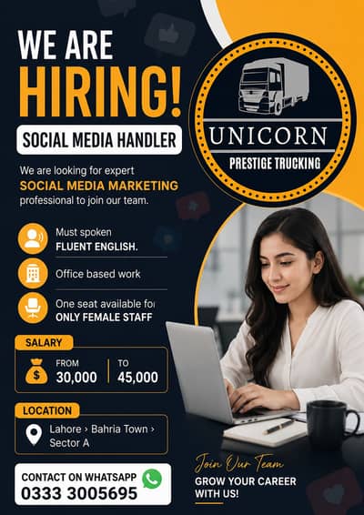  Social Media Handler (Female) Required