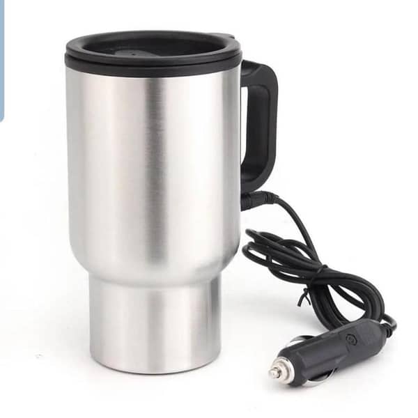 12V Car Heating Cup 450ml Stainless Steel Electric Travel Mug, Portable Water Heater for Coffee, Tea & Milk – Car Plug Heated Kettle