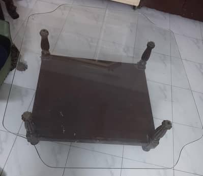 Center table glass  wooden base