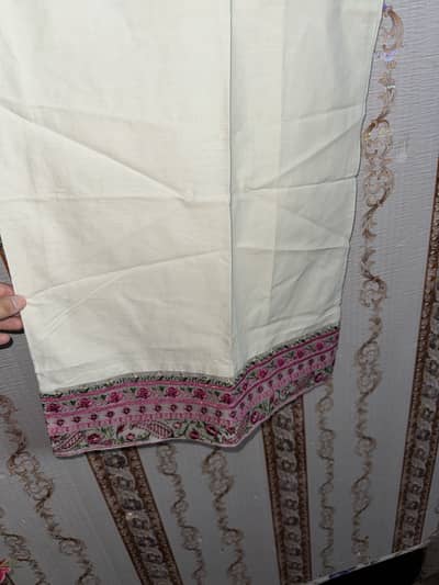 ETHNC Premium Embroidered Kurti – Cream & Pink