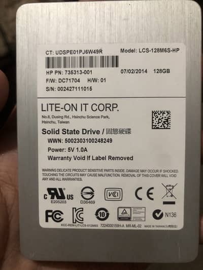 HP / Lite-On 128GB SATA SSD (Internal & External Use) | 100% Health