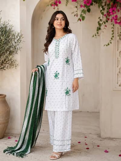 Women's Stitched Fancy 3 Pcs Embroidered Suit for 14 August