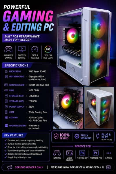my personal gaming and a editing pc for sale