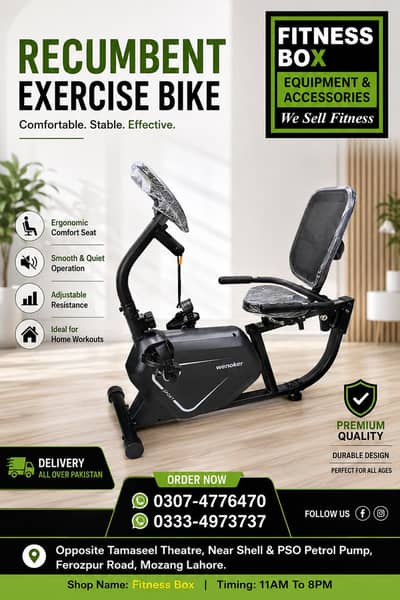 Recumbent  Exercise Bike | Home Gym Cycle | Cardio cycle | Gym Cycle