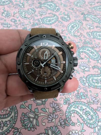 T5 watch T5 Brown Leather Strap Brown Dial Chronograph Quartz Watch