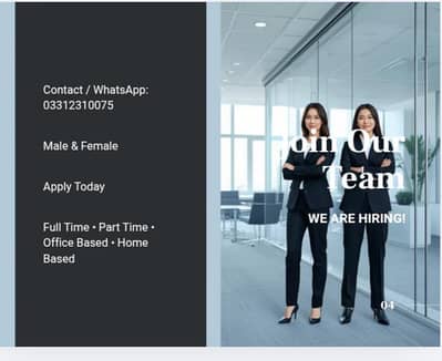 Hiring staff male, female for office base,home base