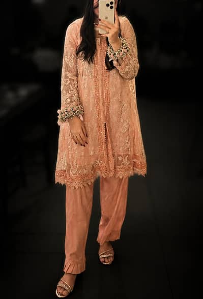 Preloved Peach Embroidered 3 piece