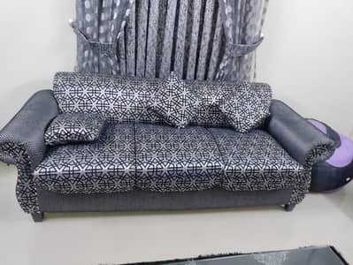 7 Seater Sofa Set with Center Table & Matching Curtains