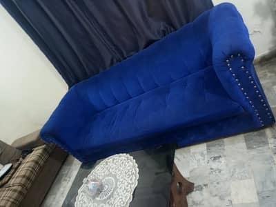 Blue Velvet 6 seater sofa set