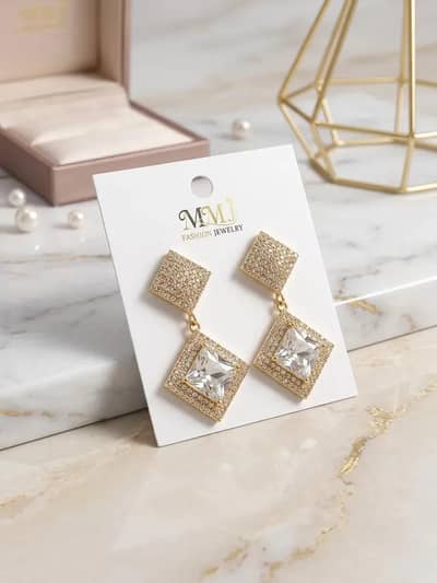 Gold Plated Crystal Earrings For Women