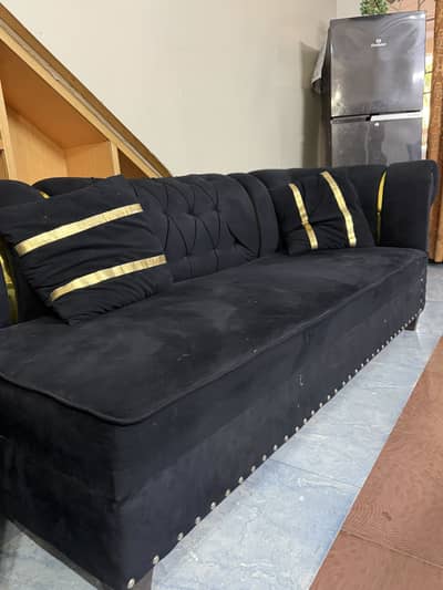 Black Velvet Dewan Sofa for Sale