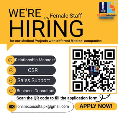 Hiring Female Staff for Medical Project