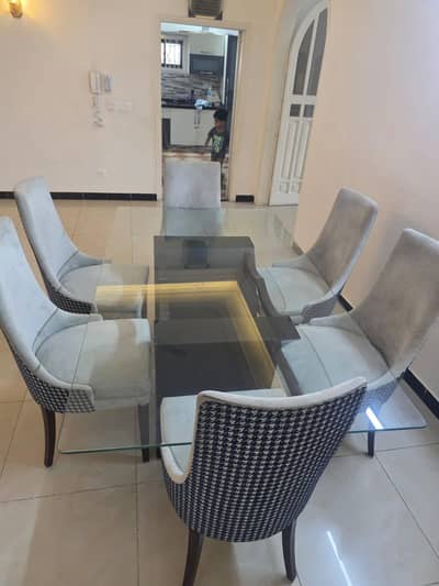 Dining table with six chairs