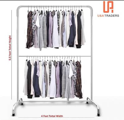 Heavy Duty Double Rod Clothes Stand Foldable & Adjustable free deliver