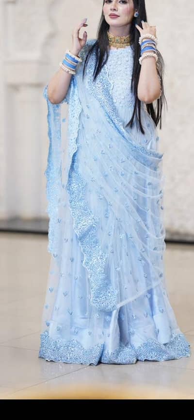 Beautiful embroidered stone work maxi with heavy dupata