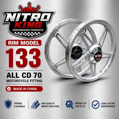 Nitro King Alloy Rim Model 133 | CD70 Motorcycle Alloy Wheel Set