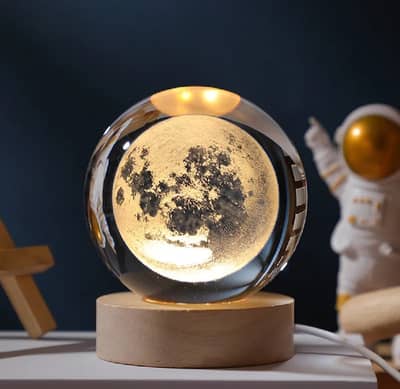 Crystal Ball Lamp 3D LED Night Light Moon Galaxy Glass Ball USB Light