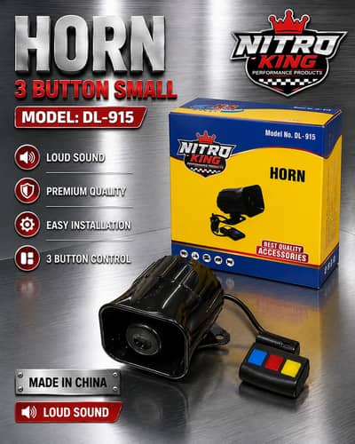 Nitro King 3 Button Motorcycle Horn DL-915 | Multi Tone Electric Horn