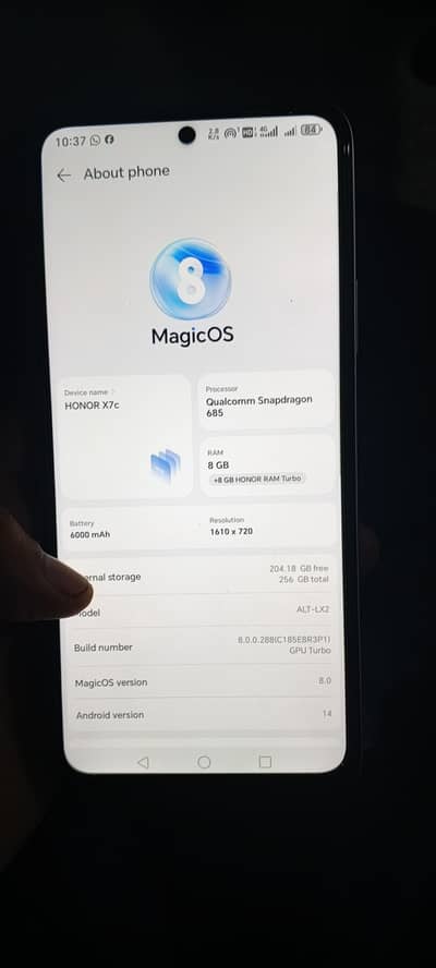Honor X7c 8gb ram 256gb rom