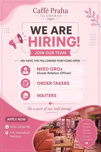 need gro and order takers for cafe Praha