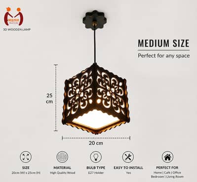 Mian Gadgets | 3D Wooden Pendant Ceiling Hanging Lamp | Home Decor