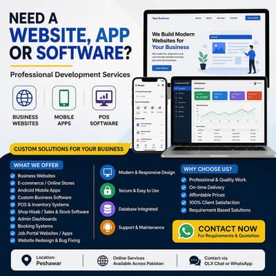 Professional Website, Mobile App & Custom Software Development