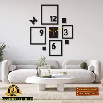 modern 4 frame wall clock MDF 24x24