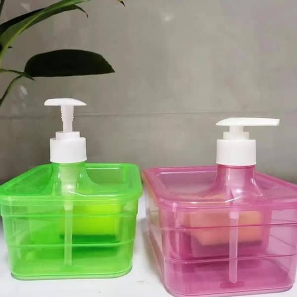 Liquid Soap Dispenser 2 in 1 Liquid Pump for Kitchen Countertop Dish Washing with Sponge Gadgets Dishwashing Container Multipurpose Compact Pump Bottle Multicolor