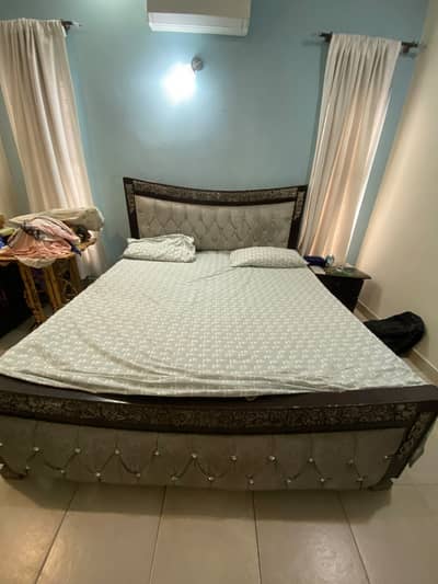 Bed with side table and dressing and 5 seater Sofa