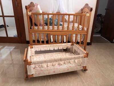 Wooden Baby Cot with Rocking Cradle
