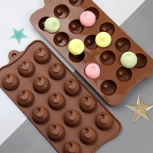 15 Holes Multi Shape Chocolate Mold Fudge Ice Cube Silicone Mold Tray Rose Christmas Easter Heart Egg Shell Five-pointed Star Chocolate Mold