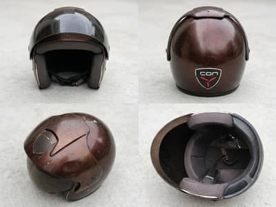 CON" Metallic Brown Motorbike Helmet (Open Face with Visor