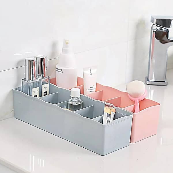 Grid Plastic Storage Box Drawer Socks Organizer Versatile Compact Efficient Multi Purpose Sturdy Space Saving Durable Neat and Tidy Functional Organize Set of 2 Multicolour