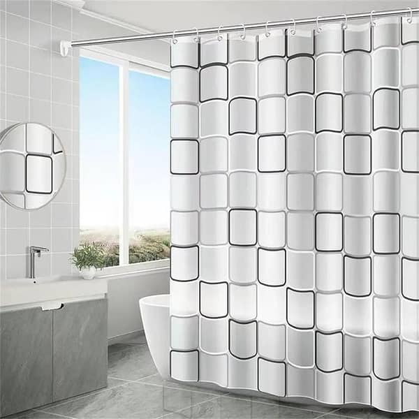 1pc with Pattern Shower Curtain PEVA Waterproof Shower Curtain Bathroom Partition Curtain Bathroom Decoration Accessories