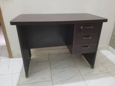Office Table / Cumputer Desk- Dark Brown (3 Drowers with Lock)