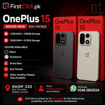 OnePlus 15 12GB/256GB & 16GB/512GB Brand New | Black & Sandstone