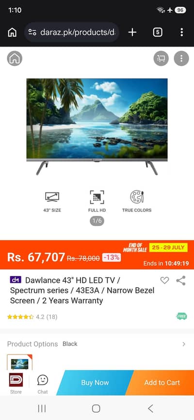 Dawlance spectrum 43 inch Full hd New Led ( Non smart )