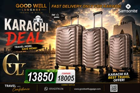 KARACHI OFFER JUST RUPESS - 13850 - 3PIECE LUGGAGE SET