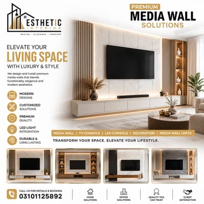 Media Wall - Led Wall - Led Console - Tv Wall - Modern Media Wall - Tv