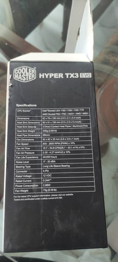 Hyper TX3 EVO Cpu air cooler with box.