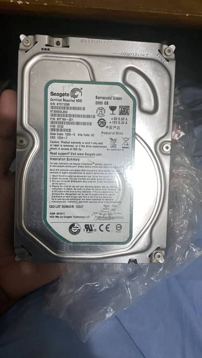 Seagate hard drive 2 tb not working condition