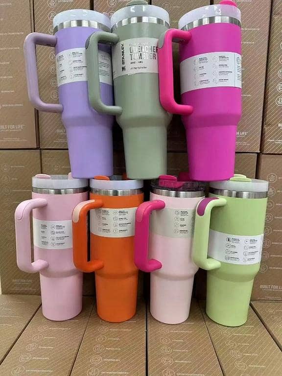 New Handle Straw Lid 40oz Stainless Steel Car Mug Vacuum Insulated Travel Mug Frosted Thermal Double Wall Coffee Cup 1200ml